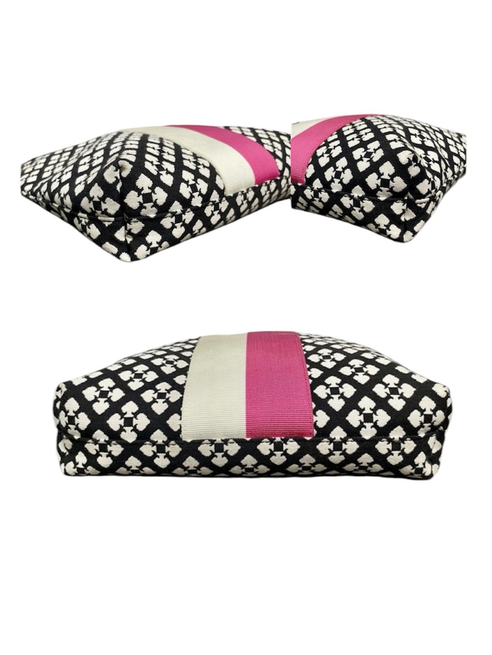 Kate Spade Varsity Stripe Black White Floral Spade Adjustable Leather Strap - Picture 5 of 10